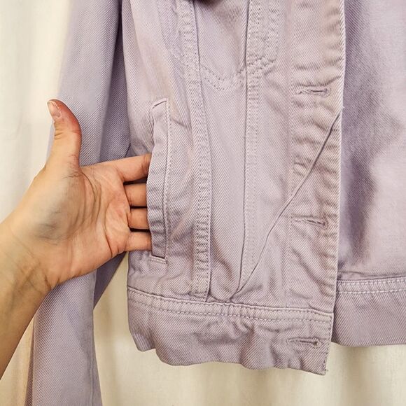 Free People Rumors Denim Jacket  size XS Boxy Lavender Purple Pastel Y2K Boho - Picture 7 of 11
